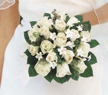 White Rose Bridal Bouquet With Stephanotis