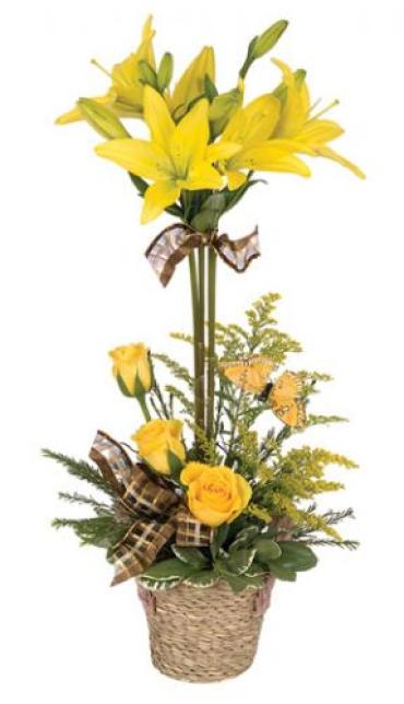 Yellow Roses & Liliy Topiary