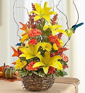 AUTUMN BIRD NEST WITH FLOWERS