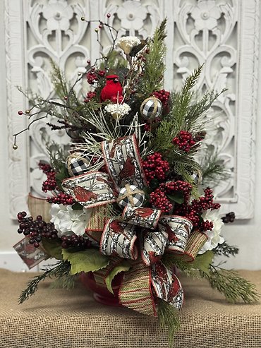 FESTIVE CARDINAL TREE IN SILK