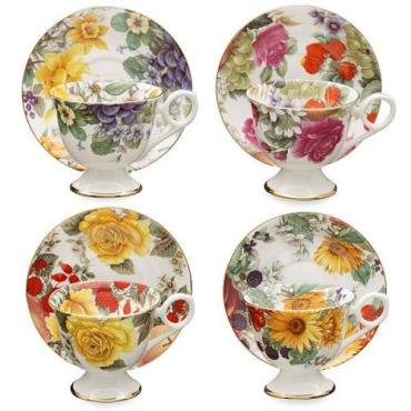 BONE CHINA TEACUP & SAUCER FLORAL
