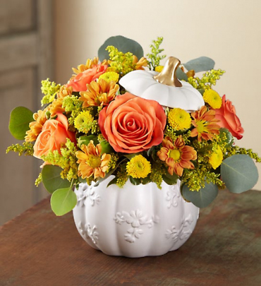 WHITE PUMPKIN FALL PLENTIFUL BOUQUET