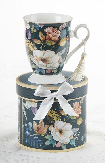 ENGLISH CAMELLIA PROCELAIN COFFEE OR TEA MUG KEEPSAKE BOX