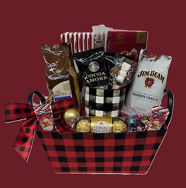 BUFFALO PLAID CHOCOLATE COFFEE & SNACK GIFT BASKET