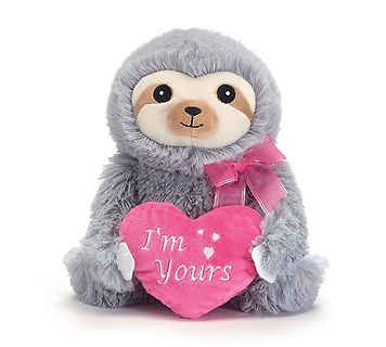 I\'M YOURS! GREY SLOTH WITH PINK HEART