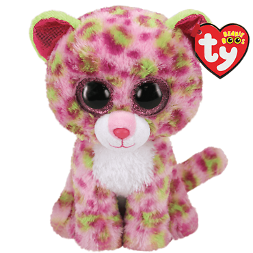 TY BEANIE BOO LAINEY PINK & GREEN LEOPARD