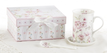 POPPYSEED PORCELAIN MUG-SPOON-COASTER SET
