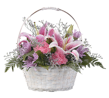 PRETTY BASKET IN PINK & LAVENDER