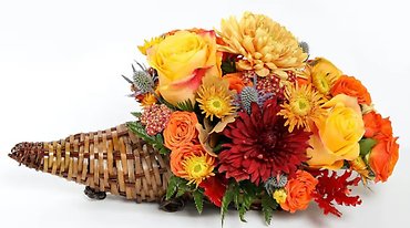 PREETIEST CORNUCOPIA WITH ROSES