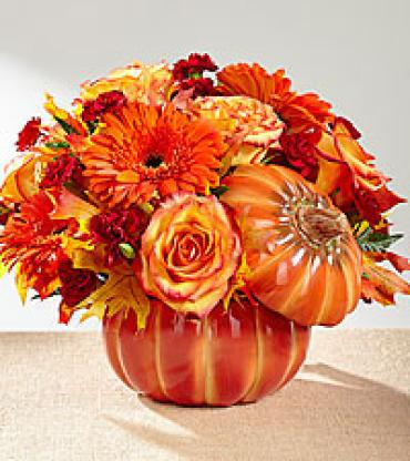 BOUNTIFUL BOUQUET IN CERAMIC PUMPKIN