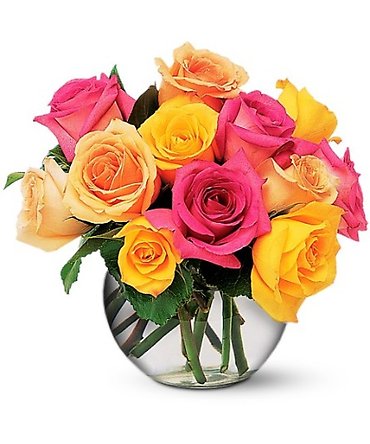 MOMS COLORFUL1 DOZEN ROSE BOWL