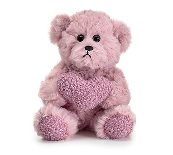 PRETTY MAUVE ROSE BEAR WITH TEXTURED HEART