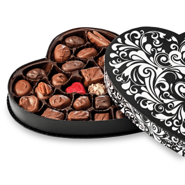 BLACK SWIRL HEART ASSORTED CHOCOLATES12.25oz