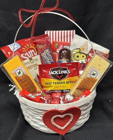 LOVE YOU GIFT BASKET MEAT CHEESE & CANDY