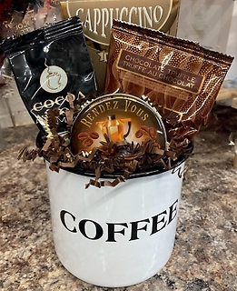 FARMHOUSE WHITE COFFEE CANISTER BOUQUET