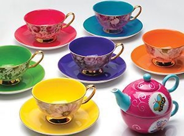 BONE CHINA TEACUP AND SAUCER BRIGHT