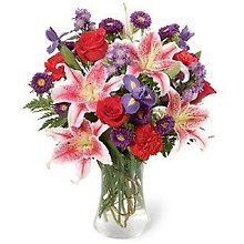 Red, White & Blue Lily and Rose Bouquet