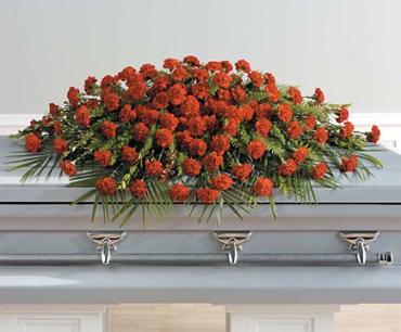 Full Couch Red Carnation Casket Spray