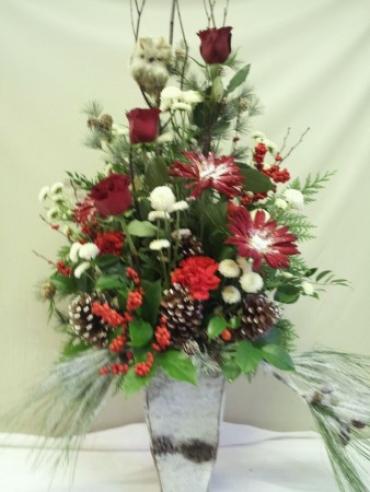 A SNOWY OWL WINTERY ARRANGEMENT