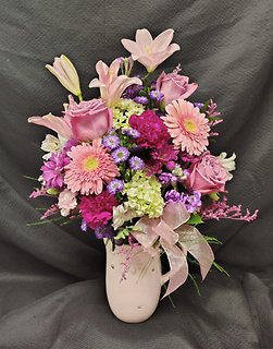 SHABBY CHIC PINK PITCHER GARDEN DELIGHT