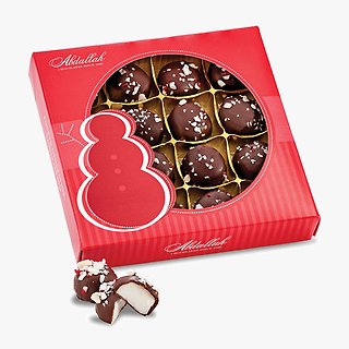 ABDALLAH PEPPERMINT CREAMS 6.25oz RED SNOWMAN BOX