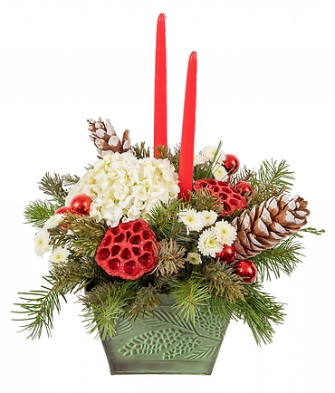 THROUGH THE WOODS WINTER FLOWER ARRANGENT