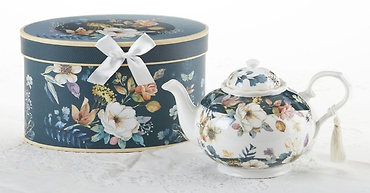 ENGLISH CAMELLIA PORCELAIN TEA POT IN KEEPSAKE BOX