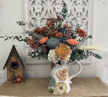 FALL PITCHER FLORAL ARRANGEMENT