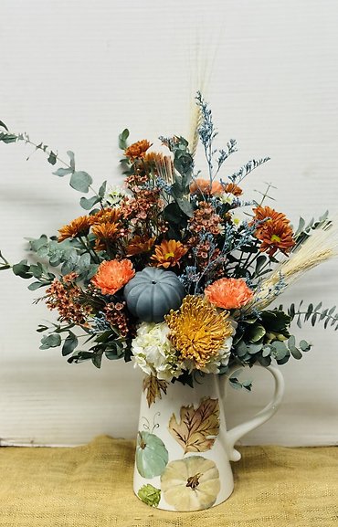 FALL PITCHER FLORAL ARRANGEMENT