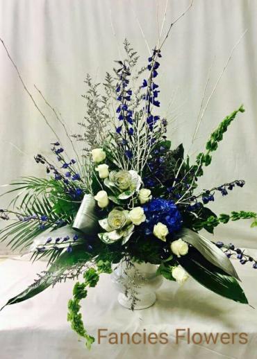 SYMPATHY FLORAL IN BLUE AND SILVER