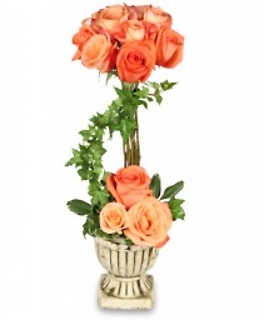 Peach Rose Topiary For Sympathy