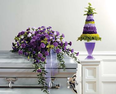 Purple Monochromatic Casket Spray