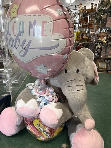 ADORABLE BABY ELEPHANT, BALLOON & CANDY