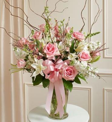 BEAUTIFUL PINK AND WHITE SYMPATHY VASE
