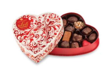 RED SWIRL HEART BOX ASSORTED CHOCOLATES 5.5oz