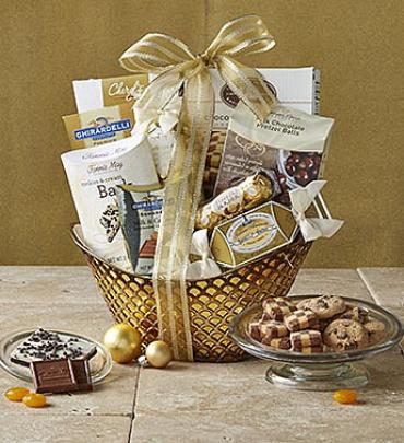 GILDED SPLENDOR CHOCOLATE GIFT BASKET DELUXE