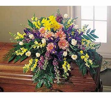 Spring Flowers In Bloom Casket Spray