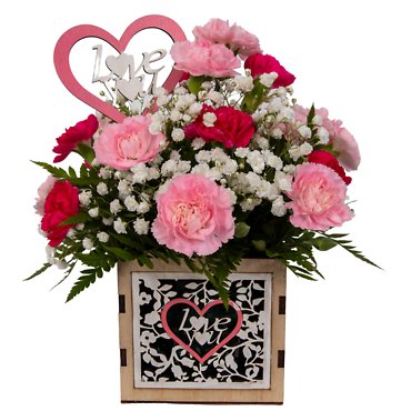 LOVE STORY WITH PINK MINI CARNATIONS