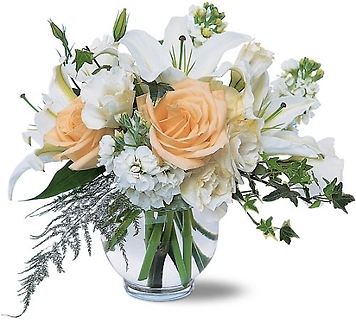 Peach & White Roses & Lilies