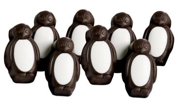 WHIMSICAL DARK CHOCOLATE COOL MINT FILLED  PENQUINS 6 OZ BOX