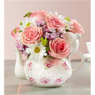 MOTHERS DAY CHINTZ OR FLORAL TEAPOT WITH LIGHT PINK LOVING ROSES