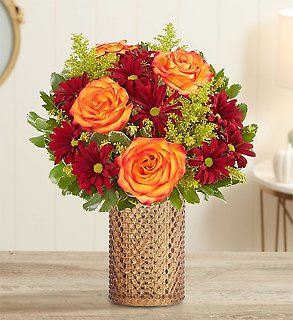 FALL AMBER WAVES IN CHAMPAGNE HOBNAIL VASE