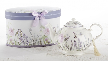LAVENDER & ROSE PORCELAIN TEAPOT IN FANCY KEEPSAKE GIFT BOX