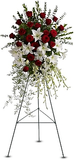 White Lily and Red Rose Tribute Spray