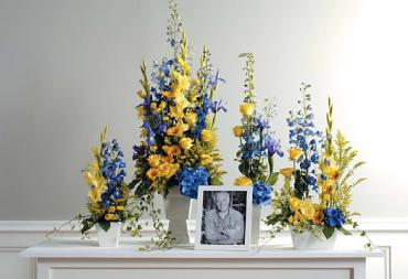 Blue And Yellow Memorial Arrangements