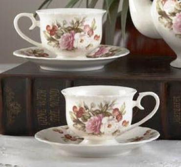 ENGLISH ROSE PORCELAIN TEACUP AND SAUCER