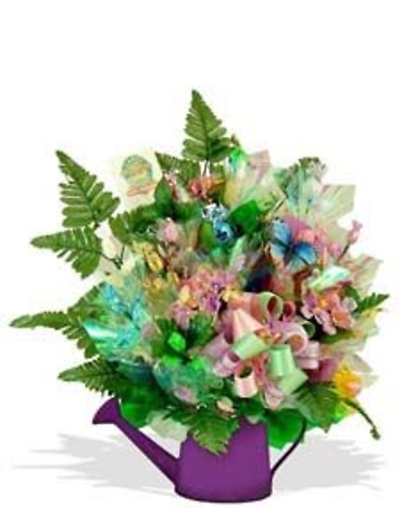 Fancy Watering Can & Butterfly Candy Bouquet