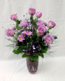 Shadey Purple With Lavender Roses