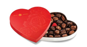 EMBOSSED RED HEART ASSORTED CHOCOLATES 5.5oz