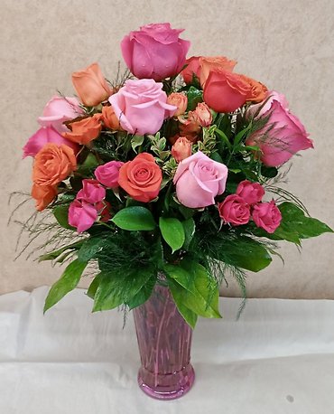 Pink & Orange Rose Bouquet